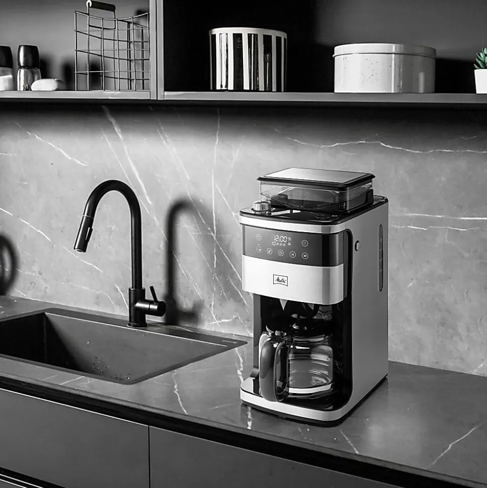 Melitta Aroma Fresh Plus 10-Cup Programmable Coffee Maker With Coffee Grinder, Black