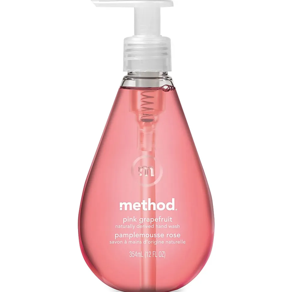 Method Pink Grapefruit Gel Hand Wash, Pink Grapefruit Scent, 12 fl oz (354.9 mL), Pack of 6, Pump Bottle Dispenser - MTH00039CT
