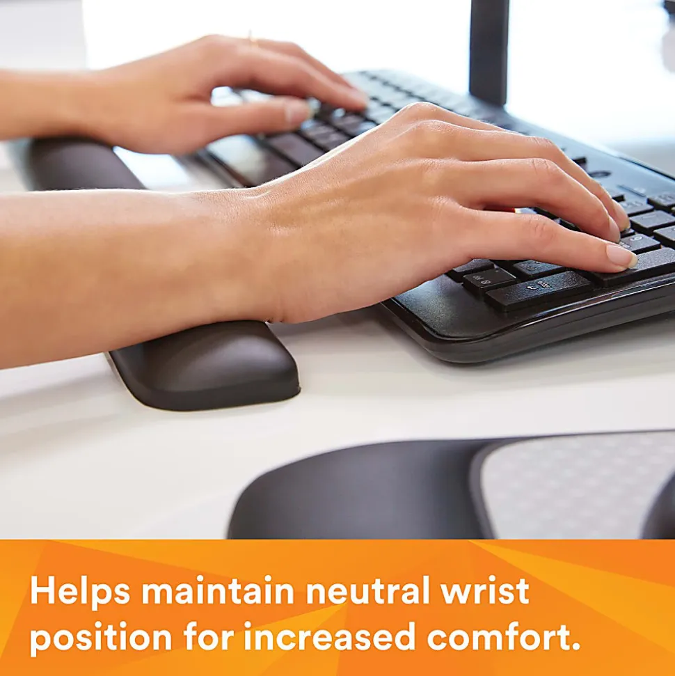 3M™ Gel Wrist Rest for Keyboards, Soothing Gel Technology For Comfort And Support, 19" Wide, Black