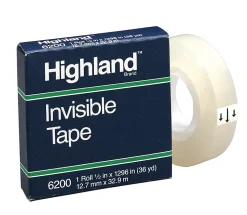 3M™ Highland™ 6200 Invisible Tape, 1/2" x 1,296", Clear, Pack Of 12