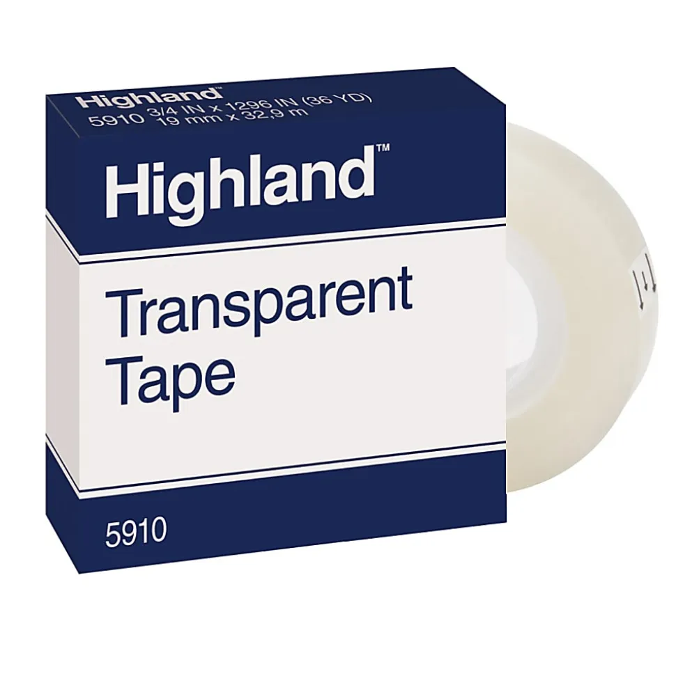 3M™ Highland™ 5910 Transparent Tape, 3/4" x 1,296", Pack Of 12