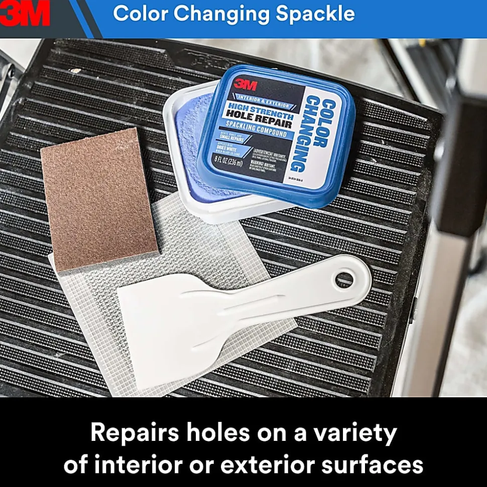 3M High Strength Hole Repair Kit, 1 Kit, Heavy Duty, Waterproof, Blue-to-White Color Changing Spackling Compound, Wall Filler