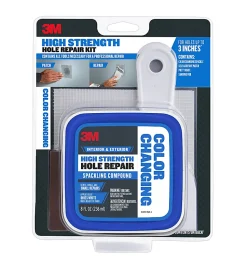 3M High Strength Hole Repair Kit, 1 Kit, Heavy Duty, Waterproof, Blue-to-White Color Changing Spackling Compound, Wall Filler