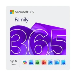 Microsoft 365 Family, For 1-6 Devices, 1-Year Subscription, PC/Mac, Download/Product Key