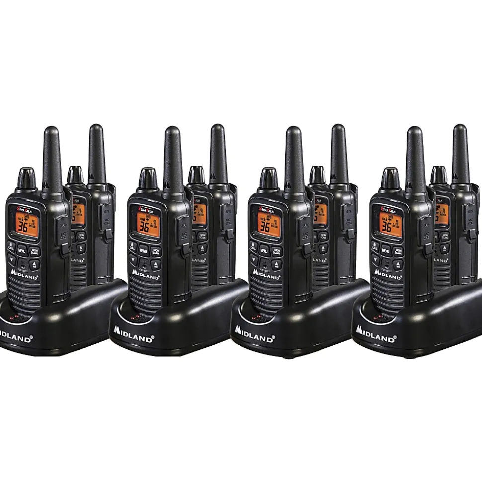 Midland Business Radio Bundle - 36 Radio Channels - 22 FRS - Silent Operation, Hands-free - AAA - Nickel Metal Hydride (NiMH) - Black - 8 / Box