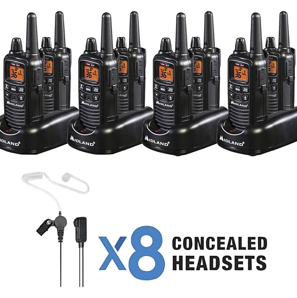 Midland Business Radio Bundle - 36 Radio Channels - 22 FRS - Silent Operation, Hands-free - AAA - Nickel Metal Hydride (NiMH) - Black - 8 / Box