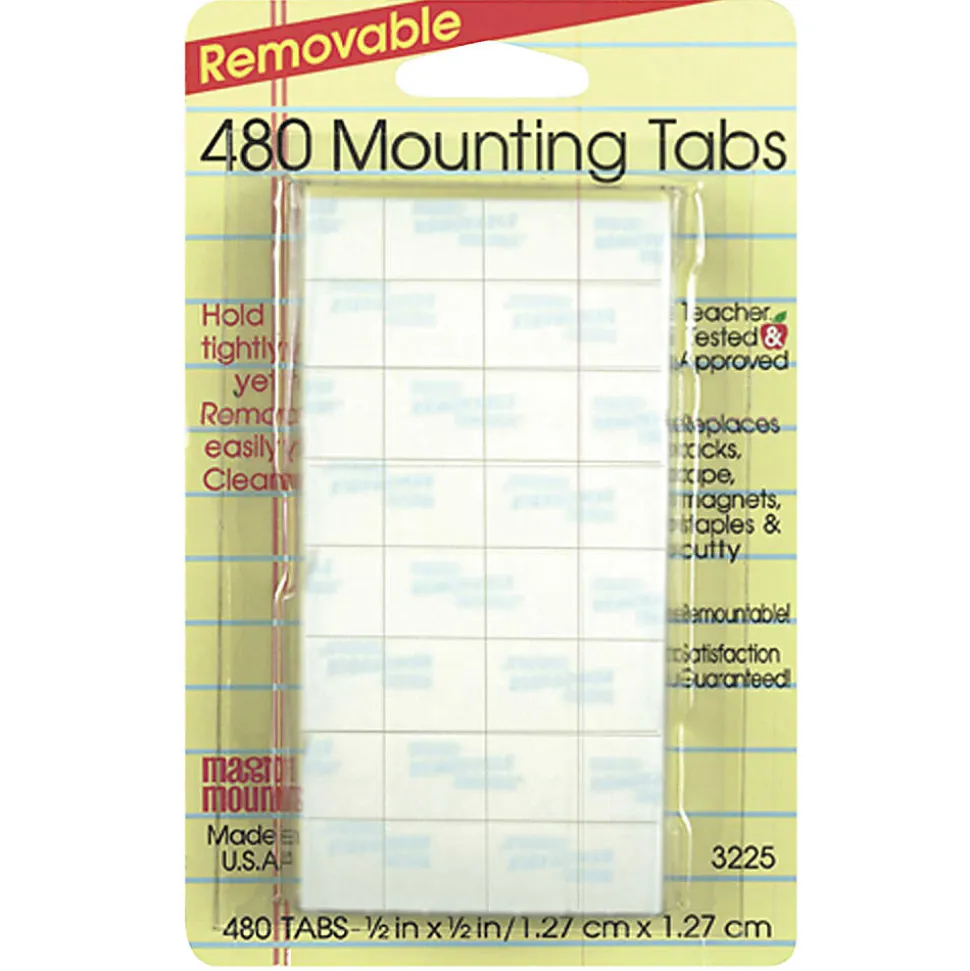 Miller Studio Removable Magic Mounts®, Tabs, 1/2" x 1/2", White, 480 Tabs Per Pack, Set Of 3 Packs