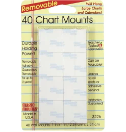 Miller Studio Removable Magic Mounts®, Chart Mounts, 1" x 1", White, 40 Tabs Per Pack, Set Of 6 Packs