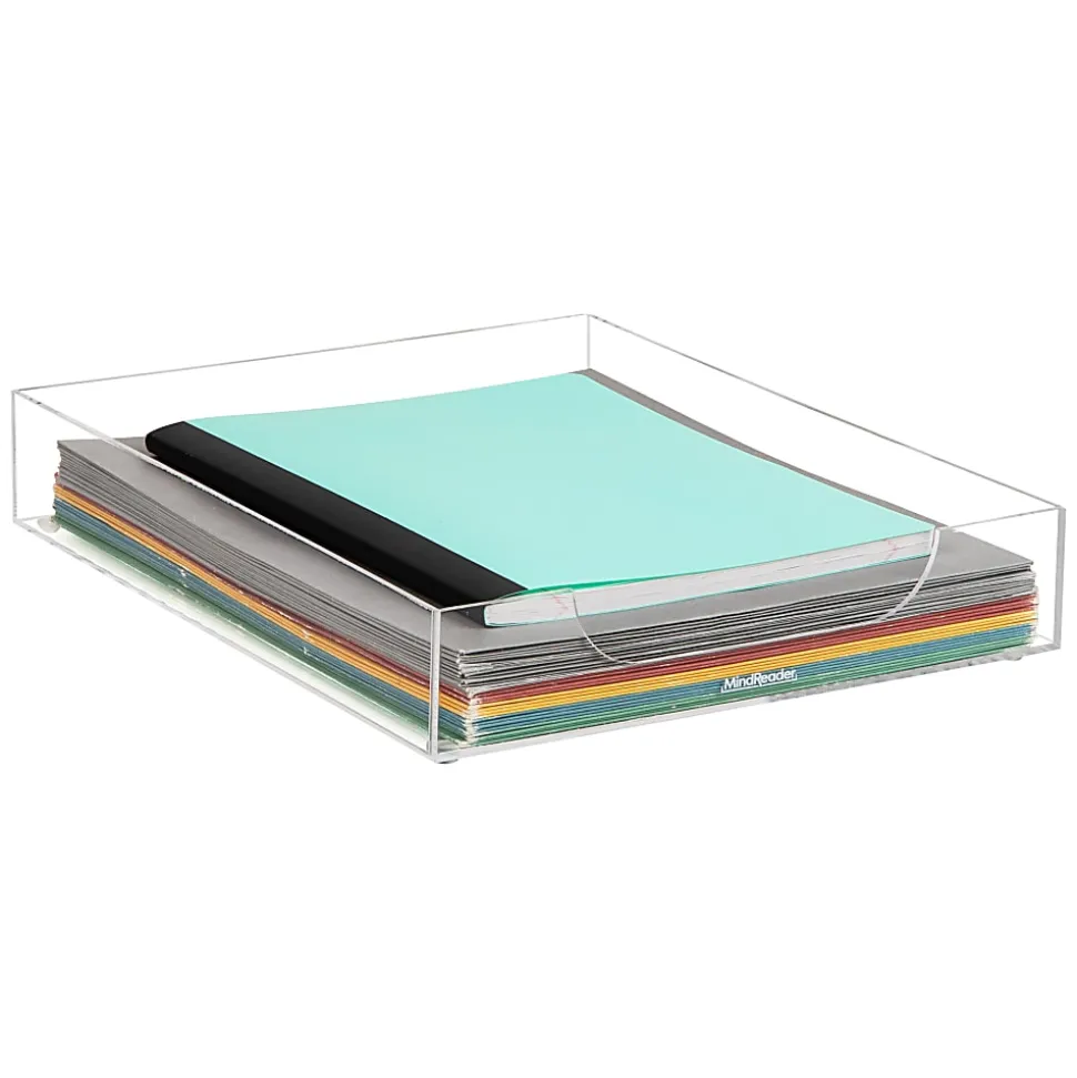 Mind Reader Acrylic Paper Tray Desktop Organizer, 2"H x 12-1/2"W x 10-1/4"D, Clear