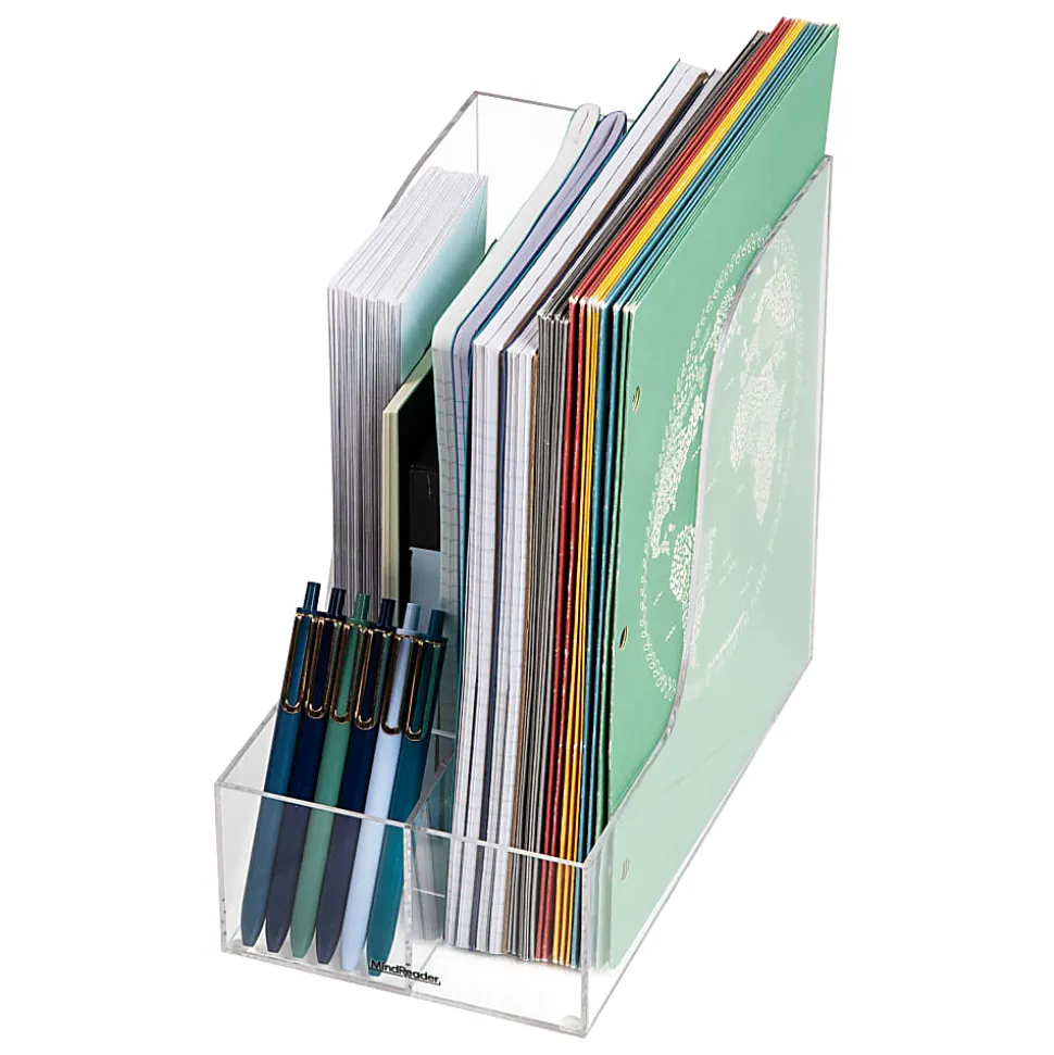 Mind Reader Acrylic Vertical File Storage Magazine Holder, 9-3/4"H x 11"W x 6"D, Clear