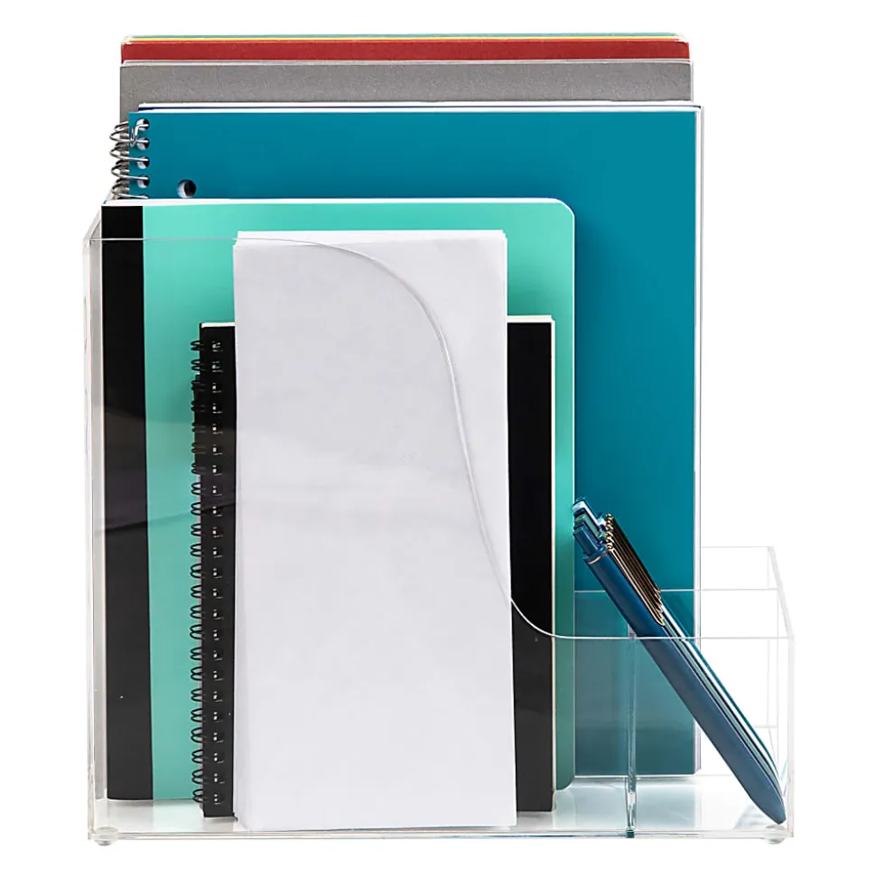 Mind Reader Acrylic Vertical File Storage Magazine Holder, 9-3/4"H x 11"W x 6"D, Clear