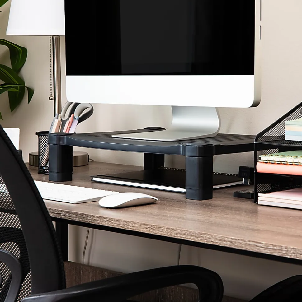 Mind Reader Adjustable Monitor Stand, 4"H x 13-1/4"W x 17-1/4"L , Black