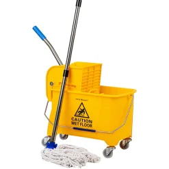 Mind Reader Bucket With Wringer And Mop Set, 22 Qt, Yellow