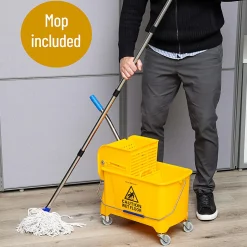 Mind Reader Bucket With Wringer And Mop Set, 22 Qt, Yellow