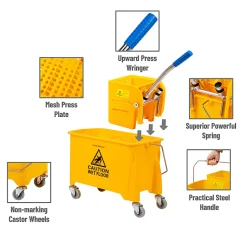 Mind Reader Bucket With Wringer And Mop Set, 22 Qt, Yellow