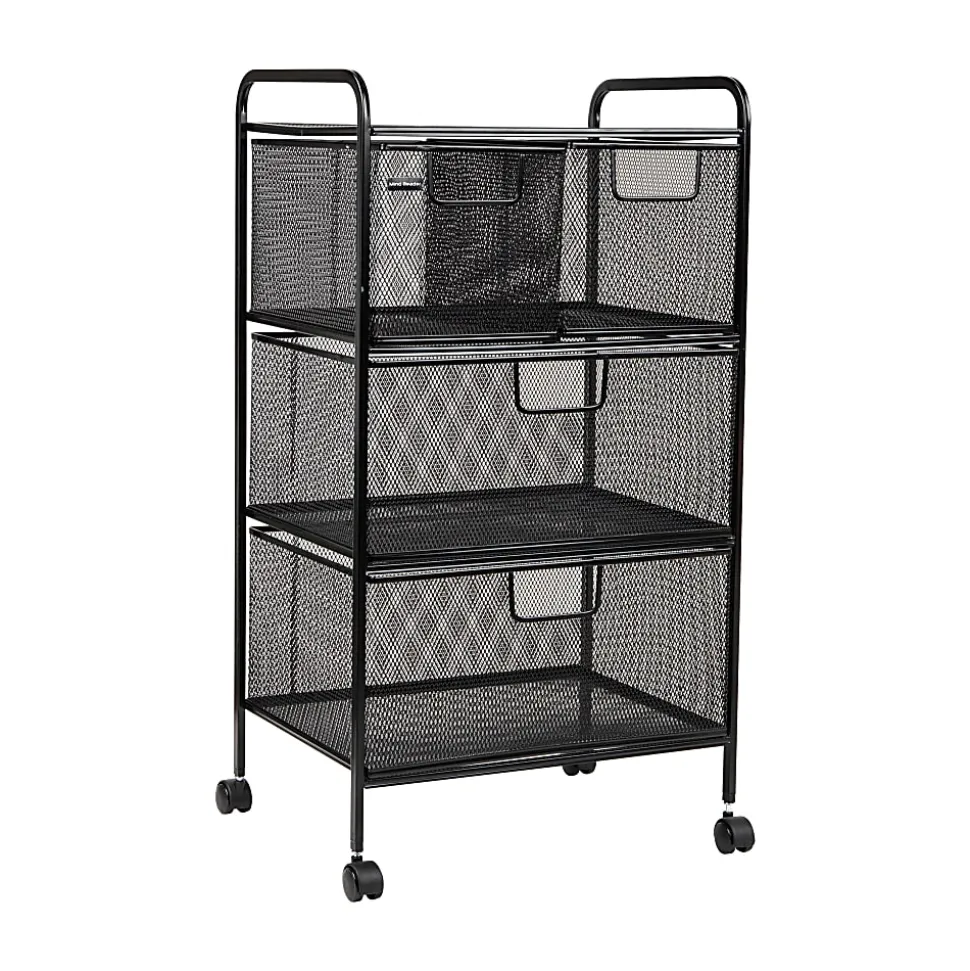 Mind Reader Cart with Drawers Multipurpose Office Organizer Utility Cart, Metal, 29"H x 11"W x 16"D, Black