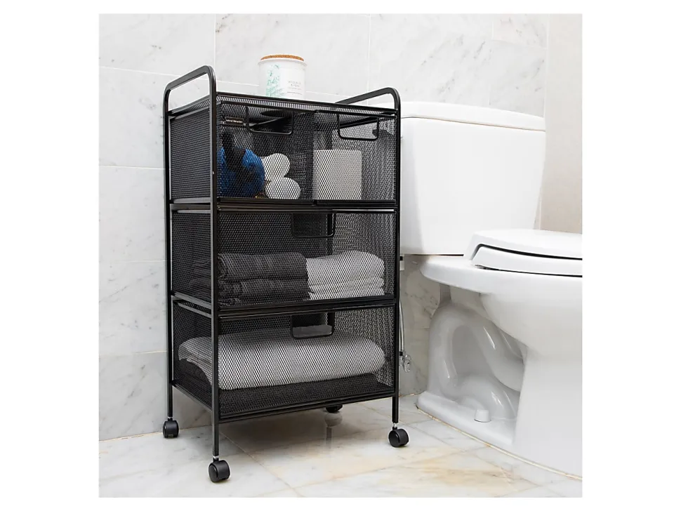 Mind Reader Cart with Drawers Multipurpose Office Organizer Utility Cart, Metal, 29"H x 11"W x 16"D, Black