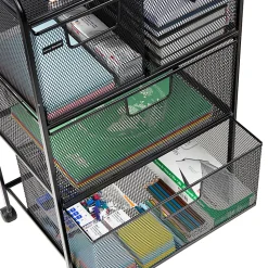 Mind Reader Cart with Drawers Multipurpose Office Organizer Utility Cart, Metal, 29
