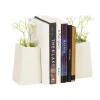 Mind Reader Cement Planter Bookends, 5" x 2-3/4" x 3", White, Total Qty 2