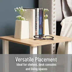 Mind Reader Cement Planter Bookends, 5" x 2-3/4" x 3", White, Total Qty 2