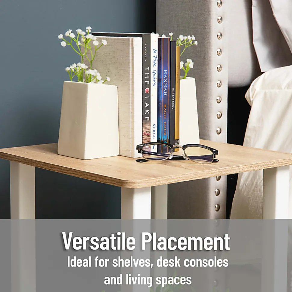 Mind Reader Cement Planter Bookends, 5" x 2-3/4" x 3", White, Total Qty 2