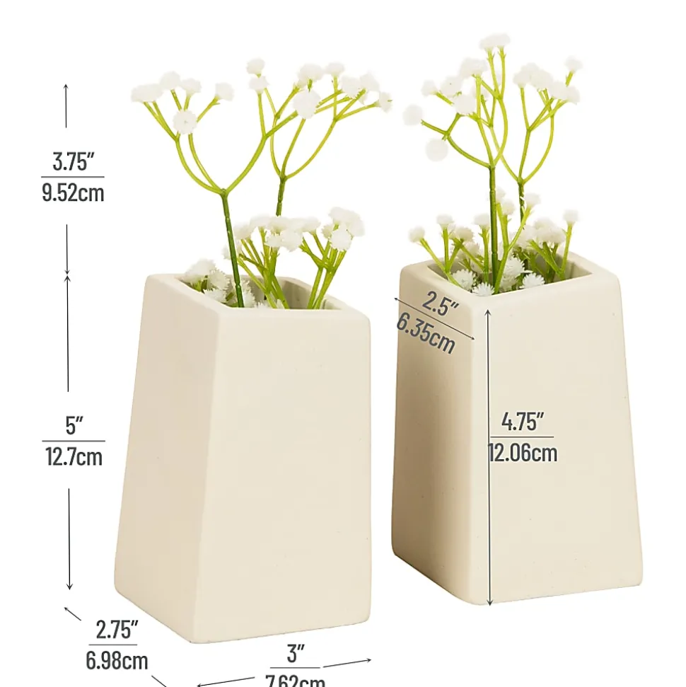 Mind Reader Cement Planter Bookends, 5" x 2-3/4" x 3", White, Total Qty 2