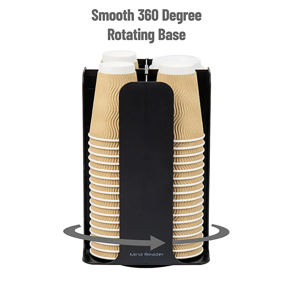 Mind Reader 4-Compartment Coffee Cup and Lid Carousel, Countertop Organizer, 7-3/4" L x 7-3/4" W x 11-1/2" H, Black
