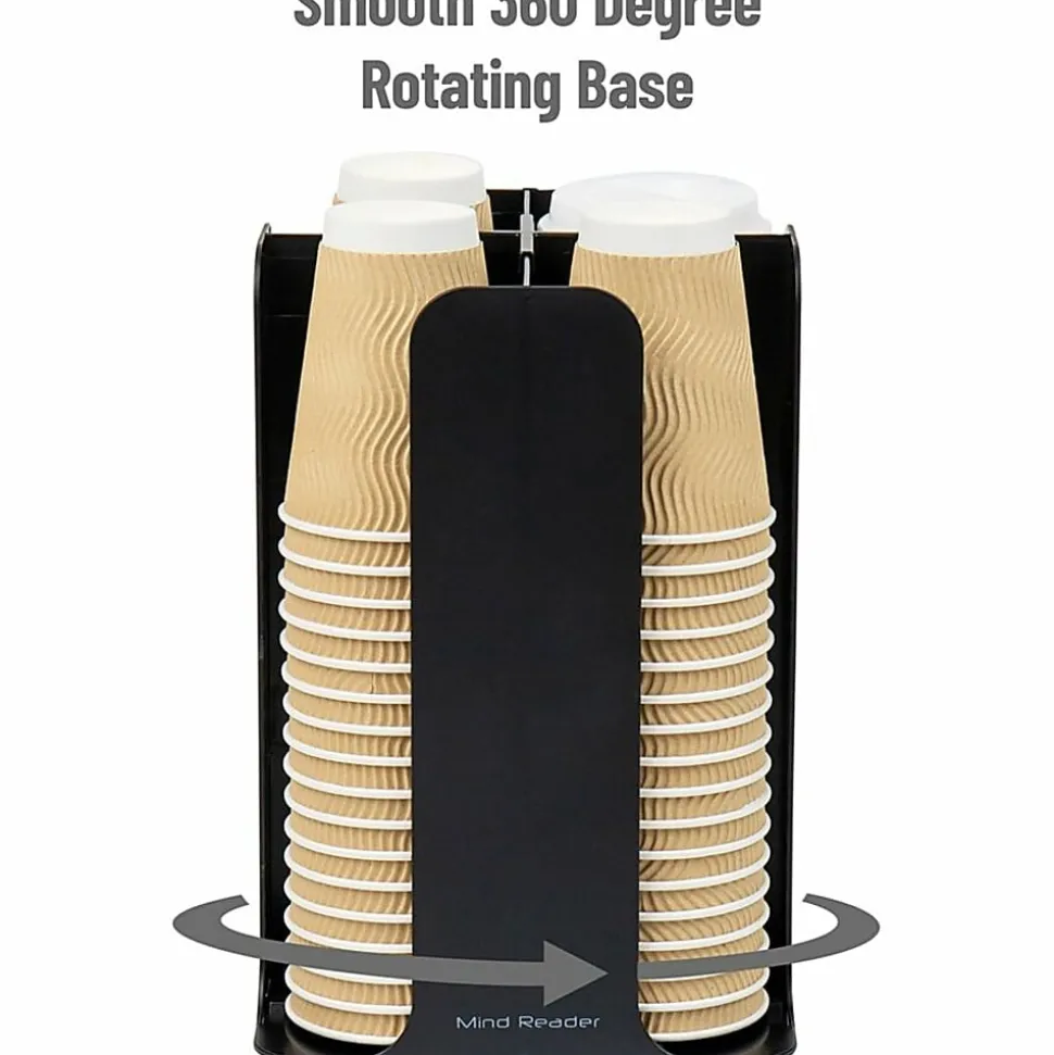 Mind Reader 4-Compartment Coffee Cup and Lid Carousel, Countertop Organizer, 7-3/4" L x 7-3/4" W x 11-1/2" H, Black
