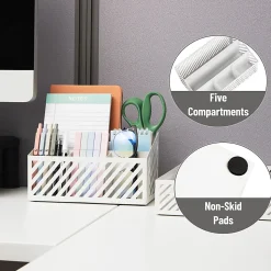 Mind Reader 5-Compartment Desktop Organizer And Mail Sorter, 4-3/4”H x 5-5/16”W x 8-1/2”D, White, Total Qty 1