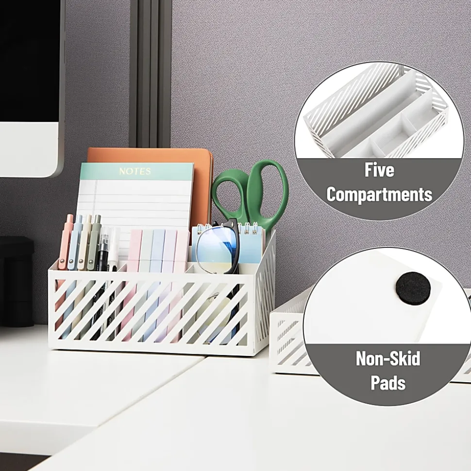 Mind Reader 5-Compartment Desktop Organizer And Mail Sorter, 4-3/4”H x 5-5/16”W x 8-1/2”D, White, Total Qty 1