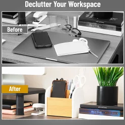 Mind Reader 3-Compartment Desktop Organizer, 5"H x 4-1/2"W x 5-1/2"D, White, Total Qty 1