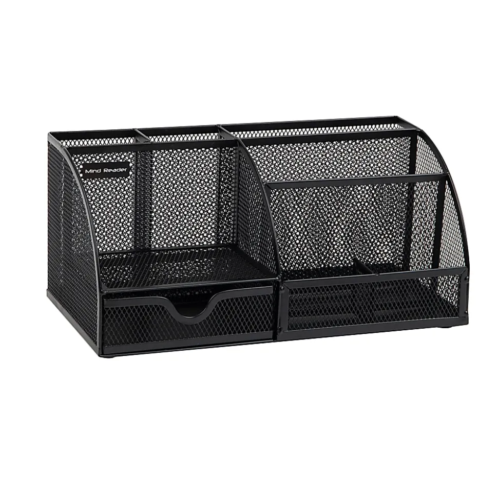 Mind Reader 7-Compartment Desktop Organizer, 5-1/4”H x 5-1/2”W x 11”D, Black
