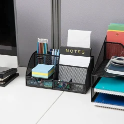 Mind Reader 7-Compartment Desktop Organizer, 5-1/4”H x 5-1/2”W x 11”D, Black