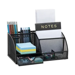 Mind Reader 7-Compartment Desktop Organizer, 5-1/4”H x 5-1/2”W x 11”D, Black