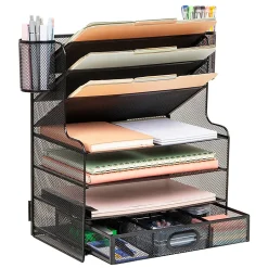 Mind Reader 6-Compartment Mesh Desk Organizer, 16