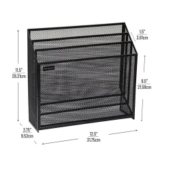 Mind Reader 3-Compartment Wire Mesh File Organizer, Letter Size, 11-1/2”H x 12-1/2”W x 3-3/4”D, Black