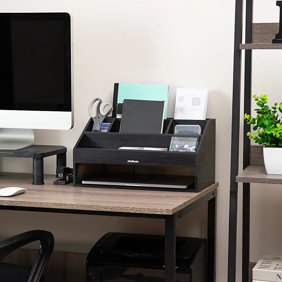 Mind Reader Desk Organizer, 8-1/2"H x 9-1/2"W x 16-1/4"D, Black