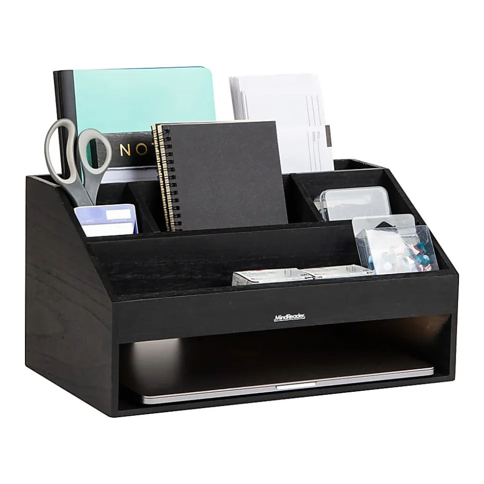 Mind Reader Desk Organizer, 8-1/2"H x 9-1/2"W x 16-1/4"D, Black