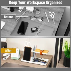 Mind Reader Desktop Dock Tray Organizer, 4-1/2”H x 4”W x 9-3/4”D, White, Total Qty 1