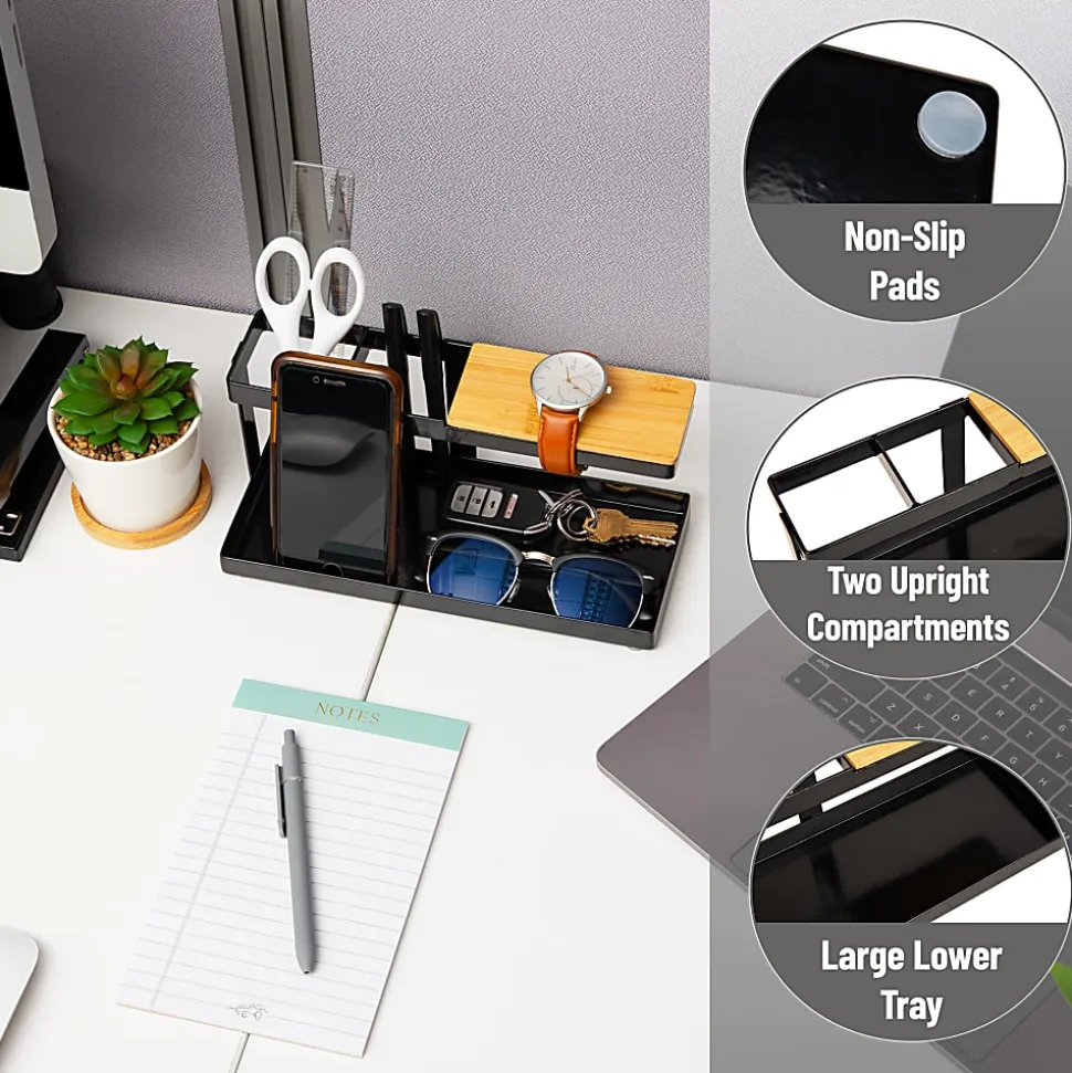 Mind Reader Desktop Dock Tray Organizer, 4-1/2”H x 4”W x 9-3/4”D, Black, Total Qty 1