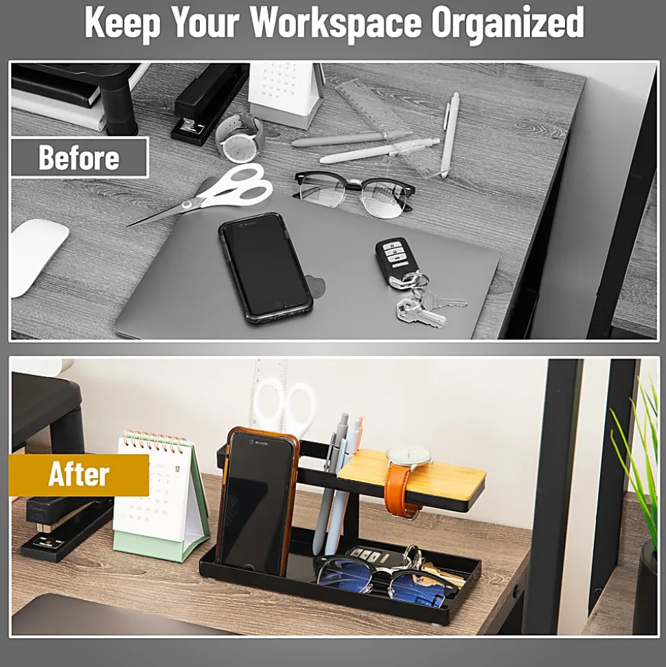 Mind Reader Desktop Dock Tray Organizer, 4-1/2”H x 4”W x 9-3/4”D, Black, Total Qty 1
