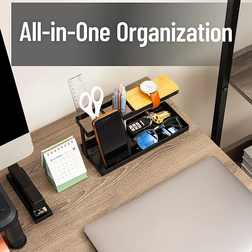 Mind Reader Desktop Dock Tray Organizer, 4-1/2”H x 4”W x 9-3/4”D, Black, Total Qty 1