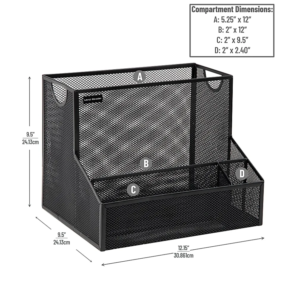 Mind Reader Desktop Organizer Vertical File Storage, 9-1/2"H x 9-1/2"W x 12-243/20 D, Black