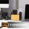 Mind Reader Desktop Organizer with 3 Compartments, Wood, 5"H x 4-1/2"W x 5-1/2"L, Black