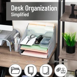 Mind Reader Desktop Vertical Paper Tray Organizer, 9-1/2” H x 11-1/2” W x 12-1/2” D, Silver