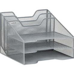 Mind Reader Desktop Vertical Paper Tray Organizer, 9-1/2” H x 11-1/2” W x 12-1/2” D, Silver