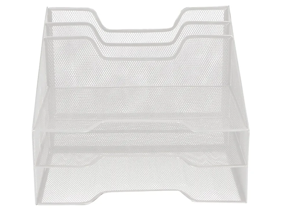 Mind Reader Desktop Vertical Paper Tray Organizer, 9-1/2” H x 11-1/2” W x 12-1/2” D, White