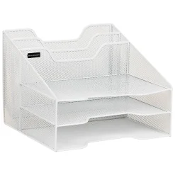 Mind Reader Desktop Vertical Paper Tray Organizer, 9-1/2” H x 11-1/2” W x 12-1/2” D, White