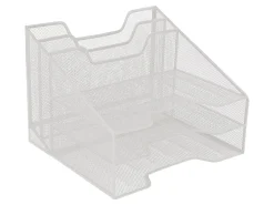 Mind Reader Desktop Vertical Paper Tray Organizer, 9-1/2” H x 11-1/2” W x 12-1/2” D, White