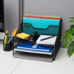 Mind Reader Desktop Vertical Paper Tray Organizer, 9-1/2” H x 11-1/2” W x 12-1/2” D, Black